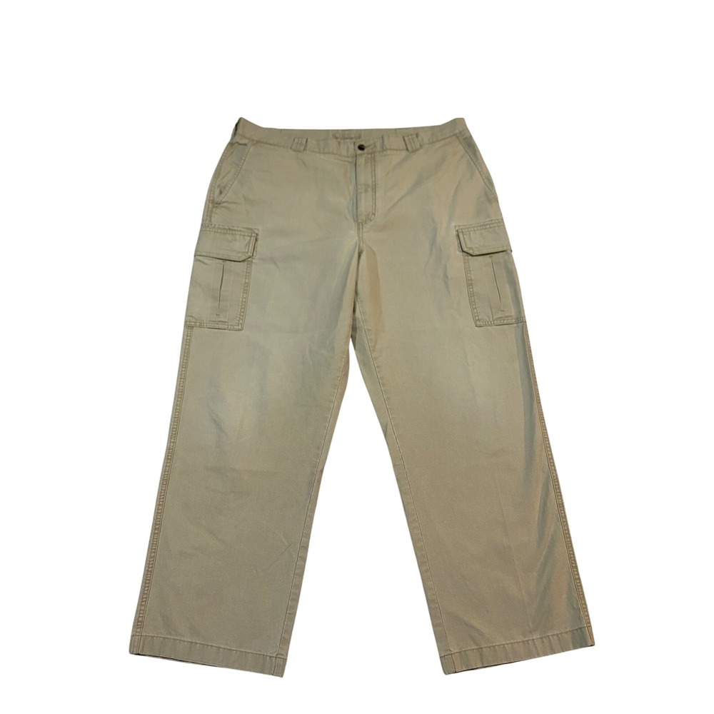 L.L. Bean Natural Fit Mens Cargo Pants Khaki Tan 40x30 Cotton 191818